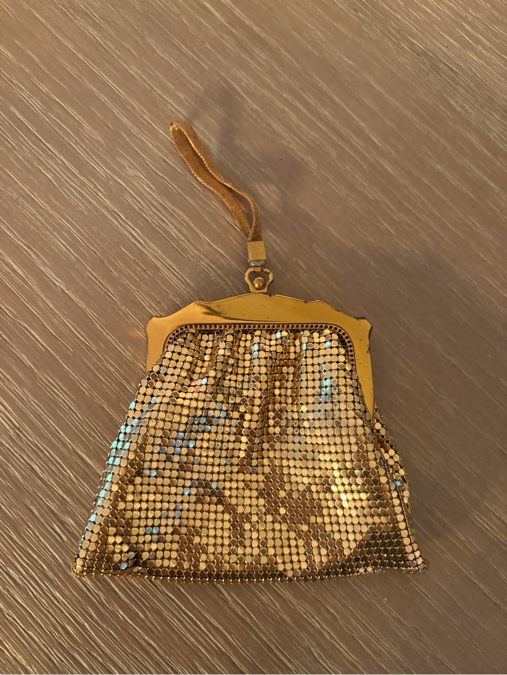 Whiting & Davis Gold Mesh Wristlet Clutch
